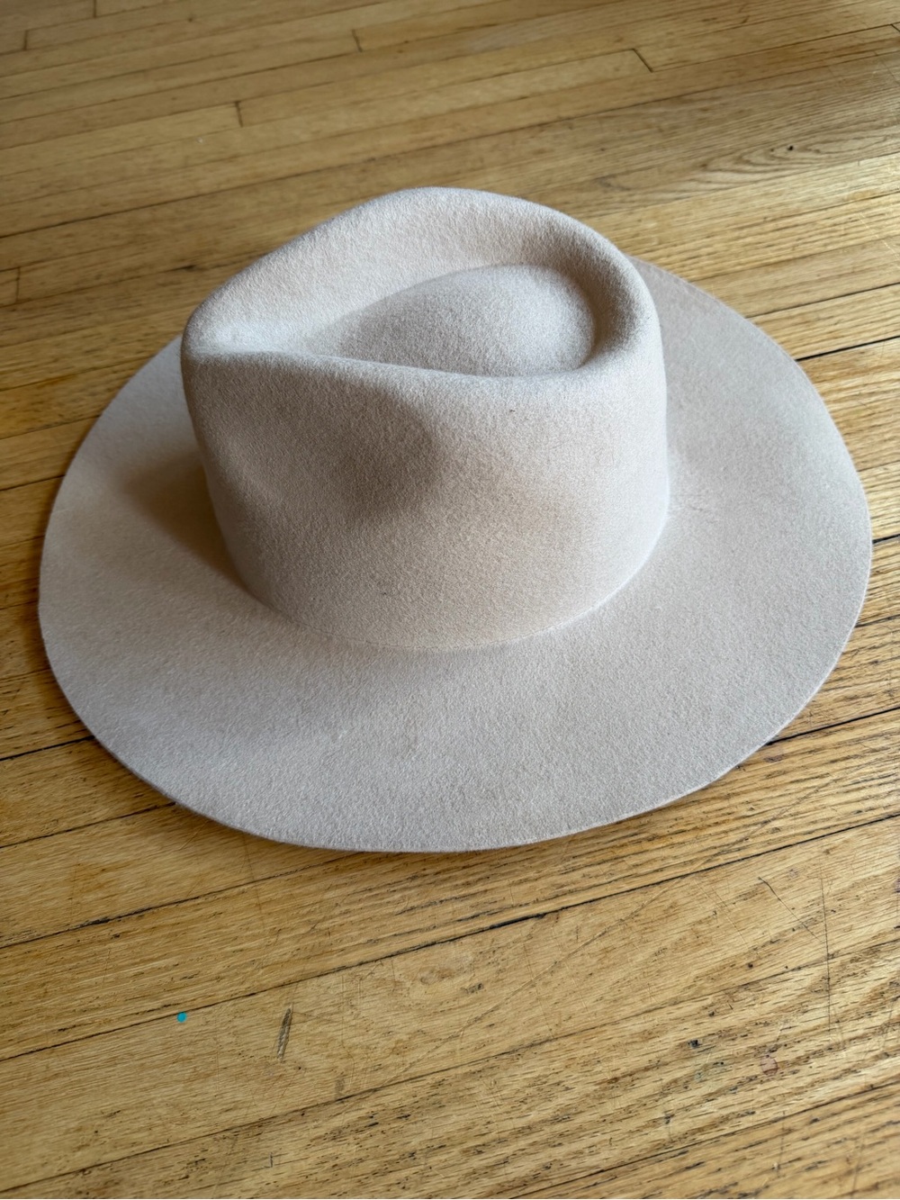 Women's Cream Wide-Brim Felt Fedora Hat